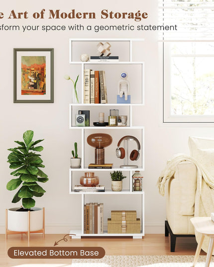 Giantex 6 Tier Geometric Bookshelf with 2 Anti Tipping Kits