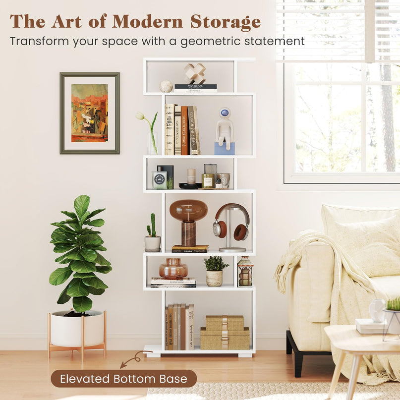 Giantex 6 Tier Geometric Bookshelf with 2 Anti Tipping Kits
