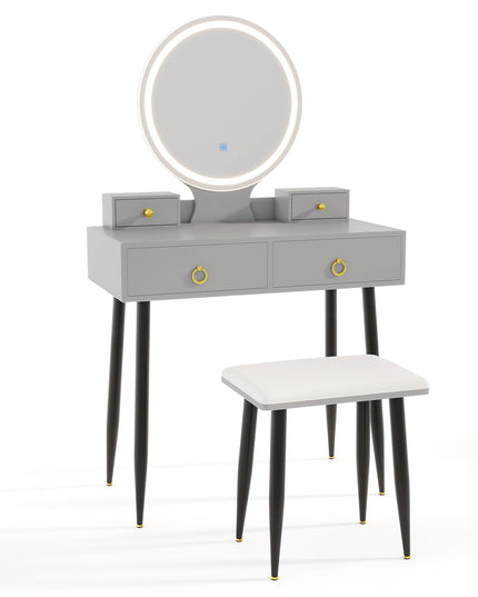 CHARMAID Vanity Desk with Mirror and Lights Modern Vanity Dressing Table with Stool