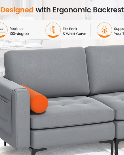 Giantex 97" Sectional Sofa Couch, 3-Seater Modular Sleeper with USB Ports
