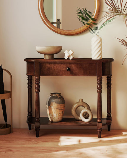 Giantex 36" Retro Entryway Table with Storage Drawer & Elegant Legs for Living Room Foyer