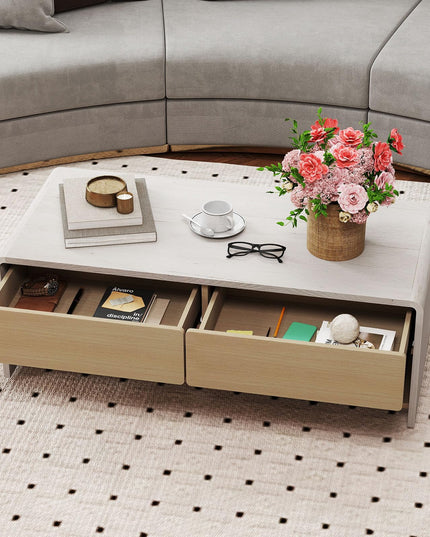 Giantex 43 Inch Modern Rectangle Coffee Table with Storage Drawers