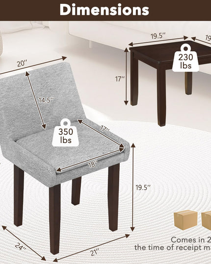 Modern Upholstered Armless Chair with Square Wood End Table