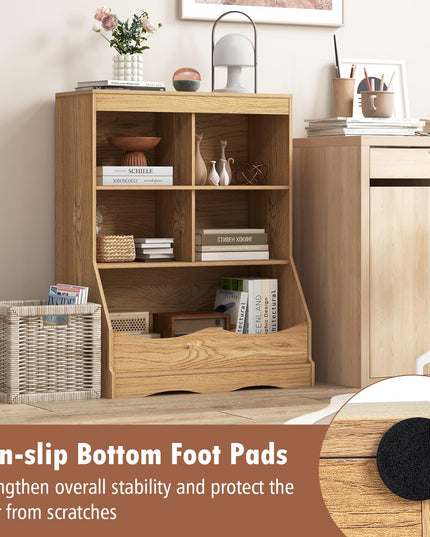 Giantex Storage Cabinet, Small Bookshelf, Short Bookcase with 4 Open Storage Cube & Bottom Compartment
