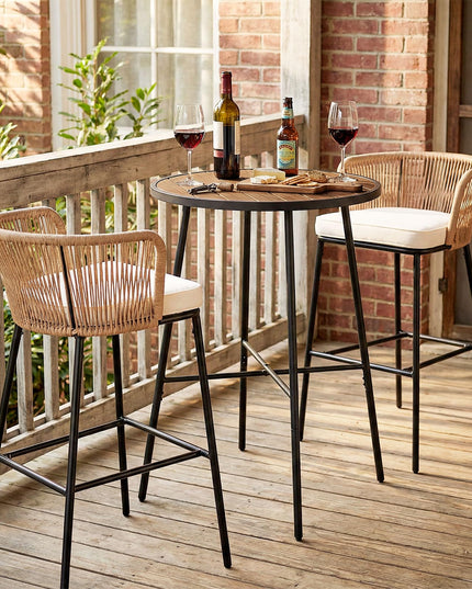 Table de bar de patio Giantex 41 pouces en bois d'acacia avec cadre en métal robuste