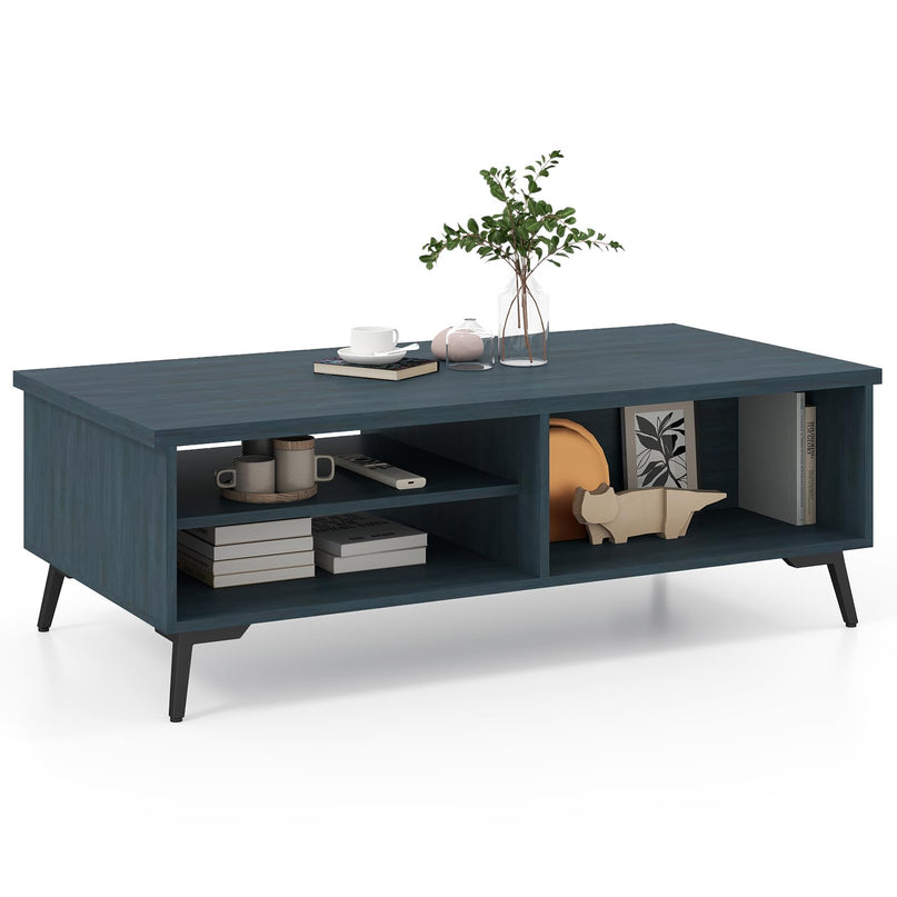 Giantex Mid Century Modern Coffee Table with Storage Shelves