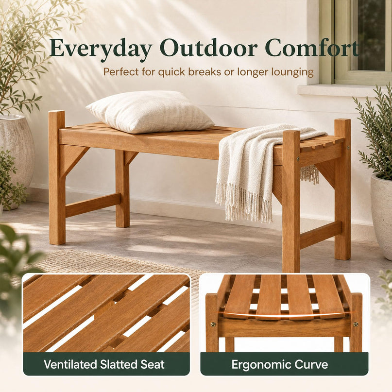 Giantex 40" Outdoor Benches Set of 1/2 2-Person Wood Patio Bench