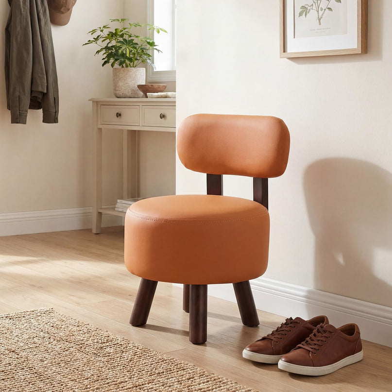 Giantex Small Footrest Stools Set of 2 Round Ottoman