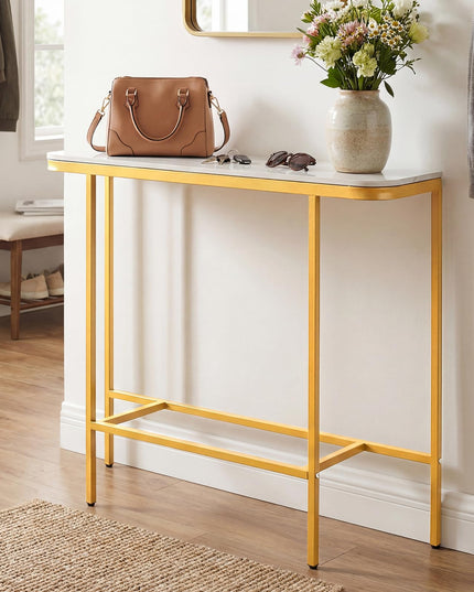 Giantex 44" Entryway Table with Faux Marble Tabletop & Heavy-Duty Metal Frame