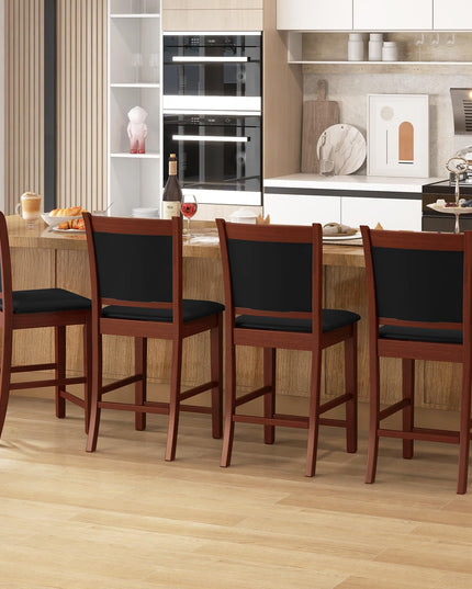 Giantex 24.5" Bar Stools Set of 2, Upholstered Counter Height Bar Stools w/Faux Leather Cushion & Footrest