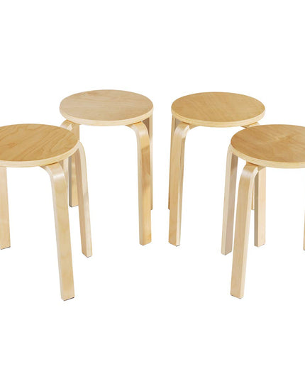 Stackable Bentwood Stools Set of 4, 18-Inch Height Backless Counter Chairs with Round Top, Anti-Slip Felt Pad