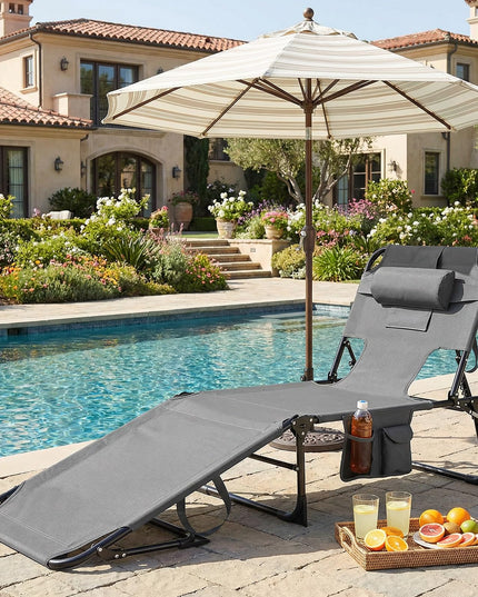 Chaise longue de plage pliante Giantex Face Down avec dossier réglable à 4 positions (1/2)