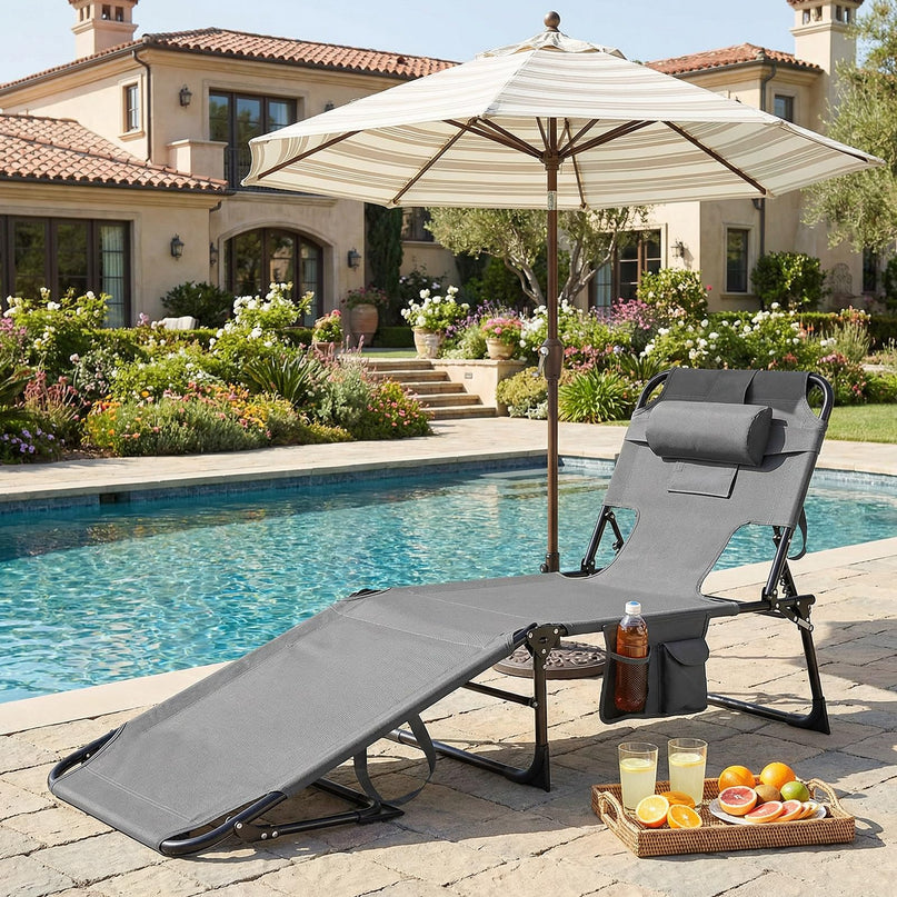 Giantex Face Down Folding Beach Lounge Chair w/ 4-Position Adjustable Backrest (1/2)