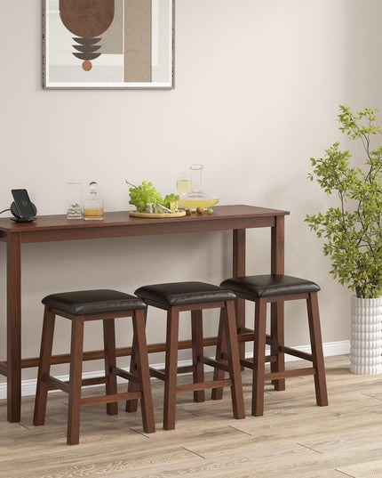 Giantex Dining Table Set, Kitchen Table Set, 4-Piece Counter Height Dining Set with 3 Upholstered Stools