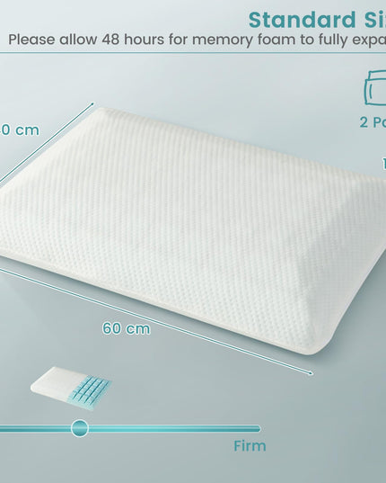 Giantex Cooling Gel Memory Foam Pillow 2 Pack, 3D Cutting Ventilated Cool Gel Pillows with Washable Cover