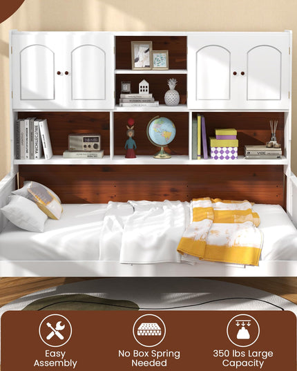 Giantex Wood Twin Bed with Storage