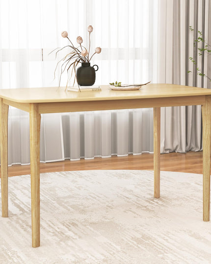 Giantex 48" L Rectangular Wooden Dining Table, Solid Rubber Wood Kitchen Table (Natural)
