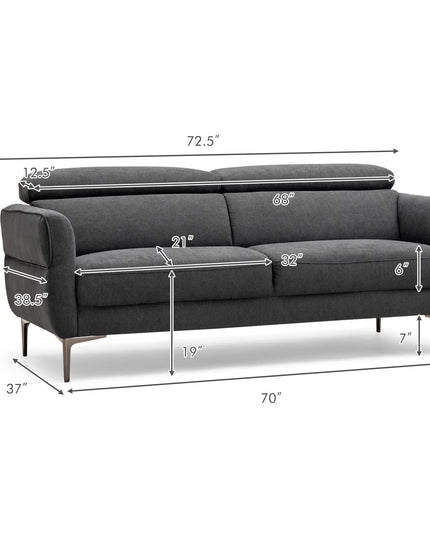 Giantex Couch, Upholstered Loveseat with Lift-up Headrest and Metal Legs