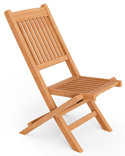 Giantex Patio Folding Chairs, Solid Teak Wood Outdoor Chairs with Slatted Seat & Back