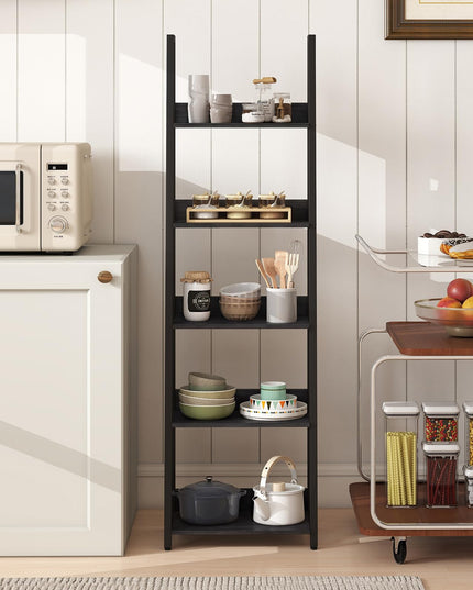 Giantex Modern Freestanding 5-Tier Ladder Bookshelf with Removable Fabric Drawer