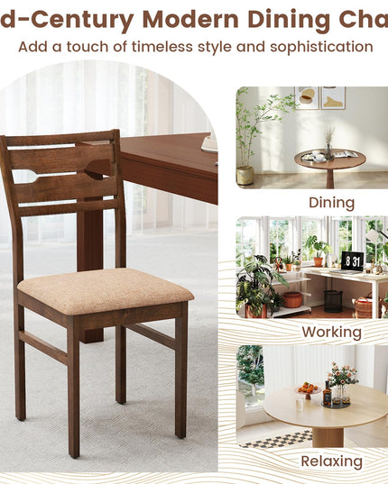 Giantex Wooden Dining Chairs Set of 2/4 Fabric Upholstered Kitchen Armless Chair