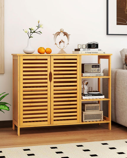 Giantex Bamboo Bathroom Storage Cabinet for Living Room