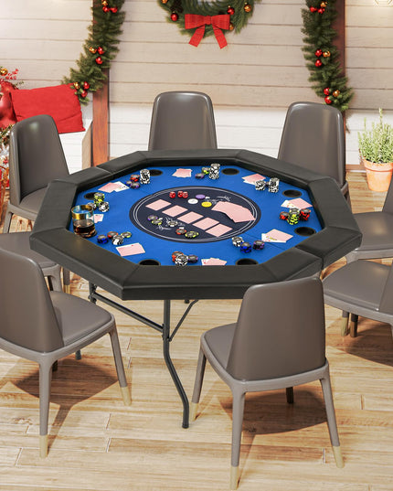 Giantex 8 Player Poker Table Foldable, 72" Portable Folding Texas Holdem Poker Tables w/Padded Rails