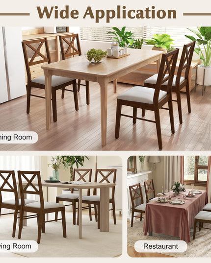 Giantex Wooden Dining Chairs Set of 2/4, Upholstered Kitchen Chairs w/Cross Back & Padded Seat