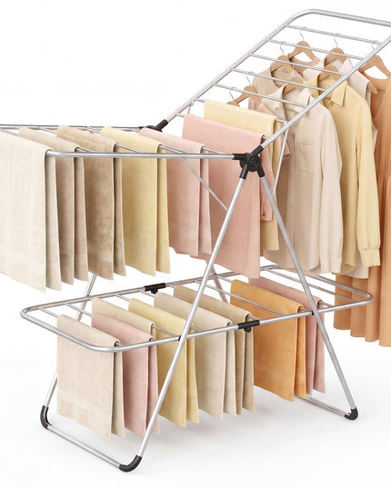 Giantex Foldable Clothes Drying Rack 2-Tier Aluminum Laundry Drying Rack