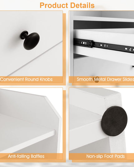Giantex 3 Drawers Dresser for Bedroom - Modern Storage Dresser Chest of Drawers with 2 Shelves, 3 Pull-Out Drawers