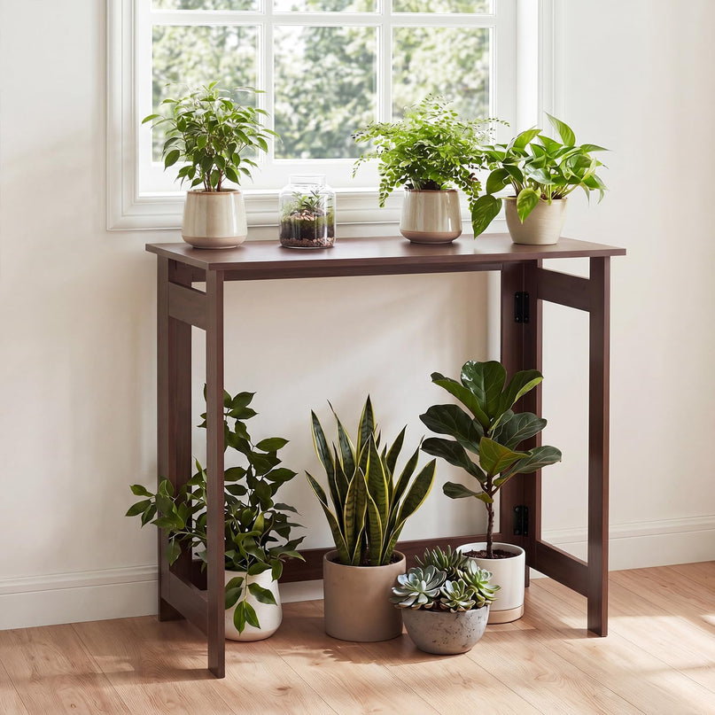 Giantex 32" Narrow Folding Console Table with Foldable Legs