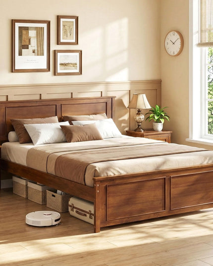 Giantex Wood Full/Twin/Queen Size Bed Frame w/Wooden Slat Support Mattress Foundation