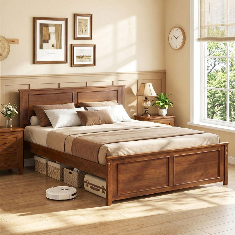 Giantex Wood Full/Twin/Queen Size Bed Frame w/Wooden Slat Support Mattress Foundation