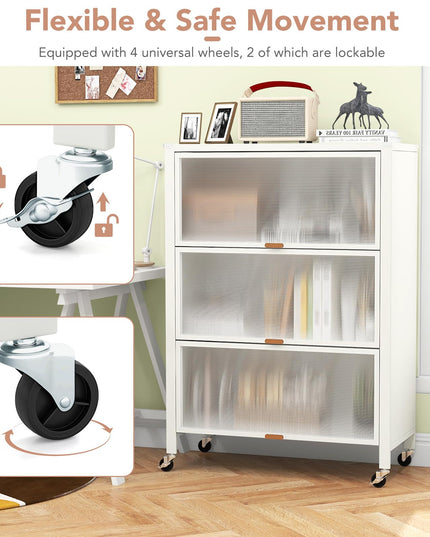 Giantex 4-Tier Kitchen Storage Cabinet, Mobile Folding Kitchen Bakers Rack with Flip-up PC Doors