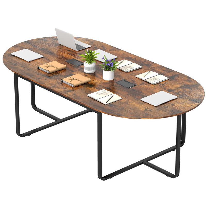 Giantex 95" Conference Table Large Oval Meeting Table for 10-12 People