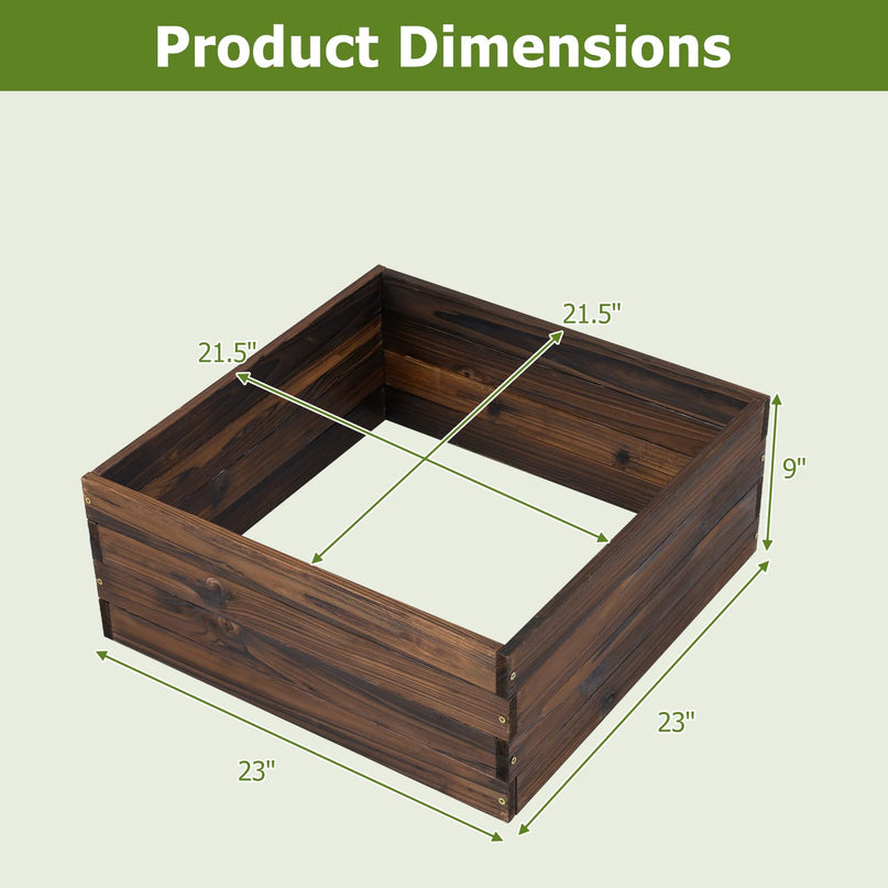 Giantex 23" x 23" Wooden Raised Garden Bed for Patio Yard Garden Balcony
