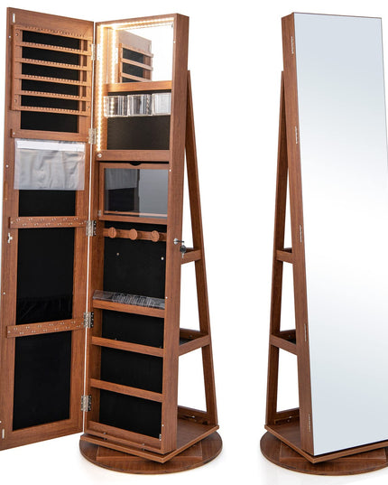 Jewelry Armoire, Walnut - Giantex