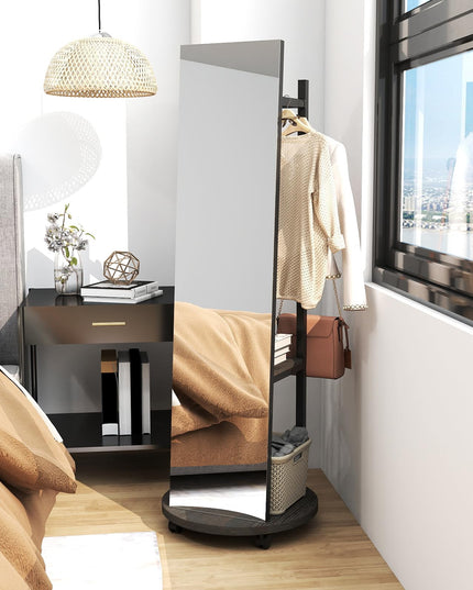 Full Length Mirror with Coat Rack for Bedroom