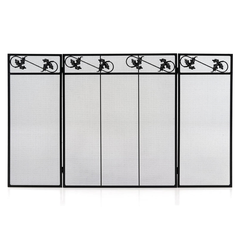 Giantex 3-Panel Fireplace Screen Black - 50 x 30 Inch Folding Antique Mesh Metal Flat Fireplace Screen