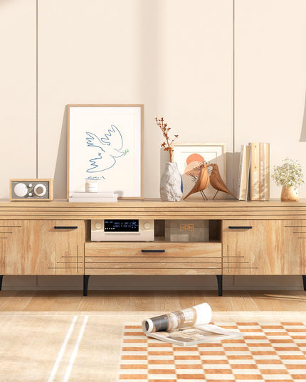 Giantex TV Stand for TV up to 65 Inches, Mid Century Modern Entertainment Center with 2 Cabinets
