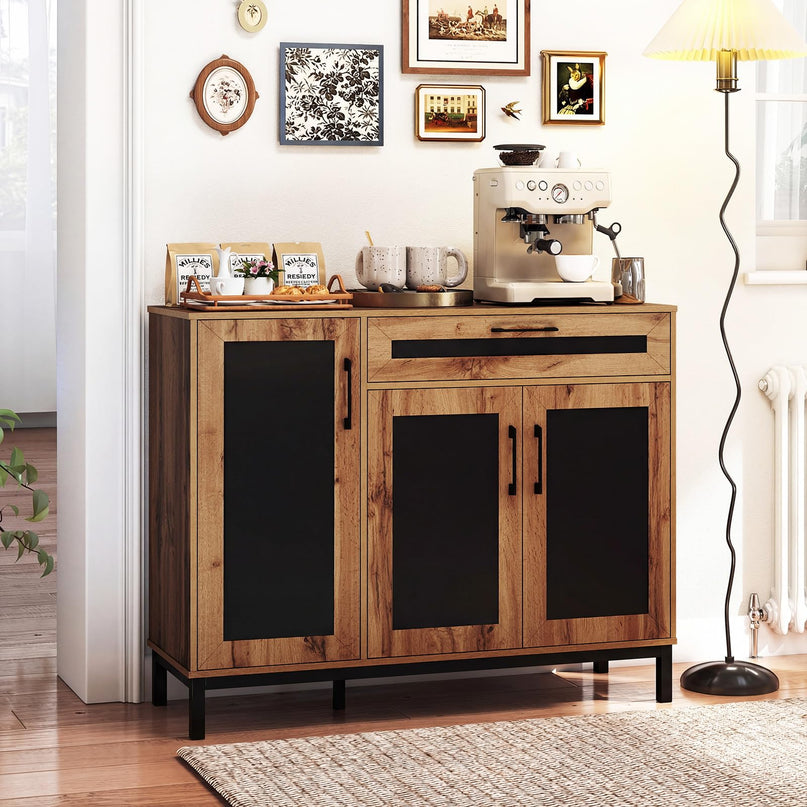 Giantex Buffet de rangement 48" | Bahut de ferme à 3 portes avec tiroir