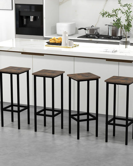 Giantex Industrial Bar Stools Set of 4, 28" Backless Counter Height Bar Stools, Kitchen Island Stools with Footrest