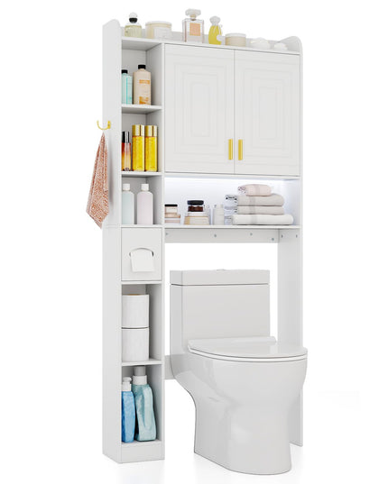 Giantex Over Toilet Bathroom Organizer with LED Light Paper Towel Holder