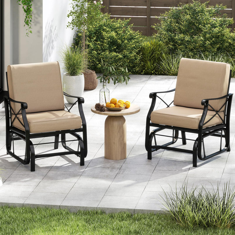 Giantex Outside Glider Chair with Thick Removable Seat and Back Cushions