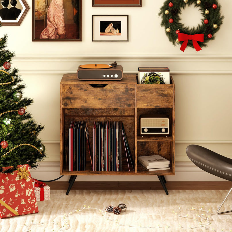 Giantex Large Record Player Stand with Charging Station