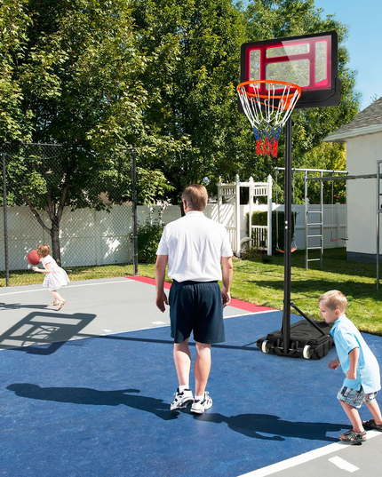 Giantex Portable Basketball Hoop, 4.3 FT-8.2 FT Stepless Height Adjustable Basketball Goal System for Kids Teenagers Youth