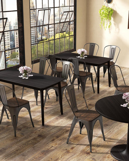 Giantex Metal Dining Chairs Set of 4, Stackable Kitchen Chairs with Wood Seat & Removable Backrest