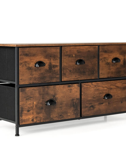 Giantex Dresser for Bedroom, Chest of Drawers with Wood Top Retro Storage Cabinet