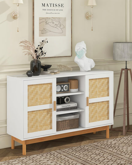 Giantex Buffet Sideboard, Kitchen Storage Cabinet with 3 Open Shelves & 2 Side Cabinets