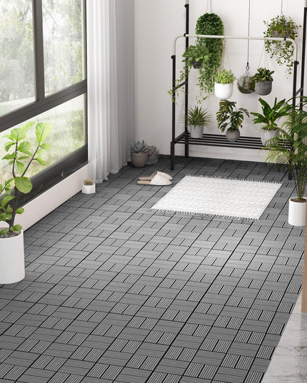 Giantex 18/36 PCS Interlocking Deck Tiles - 12" x 12" Composite Decking Boards Waterproof All Weather